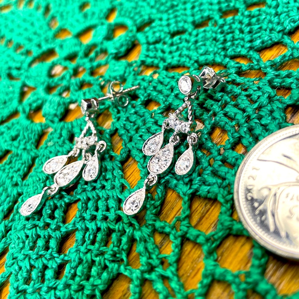 925 Silver Cubic Zirconia Dangling Earrings